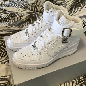 WMNS NIKE LUNAR FORCE 1 SKY HI high 6.5 All WHITE rare sneakers